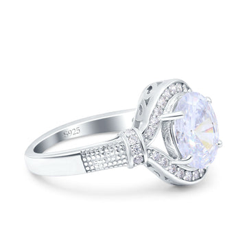 Oval Art Deco Wedding Ring Accent Vintage Simulated Cubic Zirconia 925 Sterling Silver